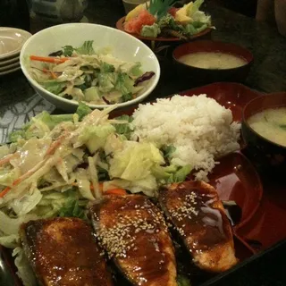 Salmon teriyaki bento box