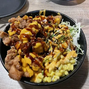 Chicken Kara-age Donburi (deep fried chicken)