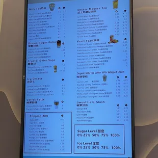 Digital menu
