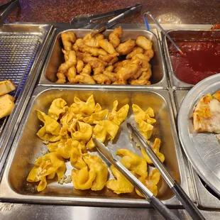 Front:  Crab Rangoon - Good. Back:  Sweet And Sour Chicken - Very Good.
