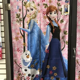 a pair of frozen door hangings