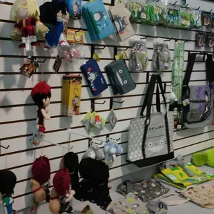 a variety of stuffed animals on display