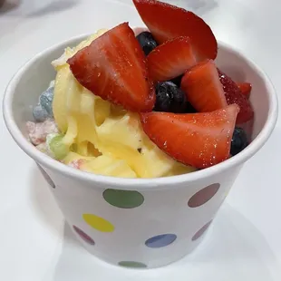 Watermelon whipped and Pineapple Dole whipped with fresh fruits and mochi. So good.