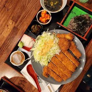 The donkatsu combo with soba noodles (cold dipping noodles, very refreshing)