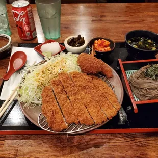 Donkatsu + Soba Noodles. Deliciousness.