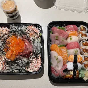 two trays of sushi
