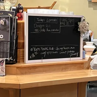 menus on a blackboard