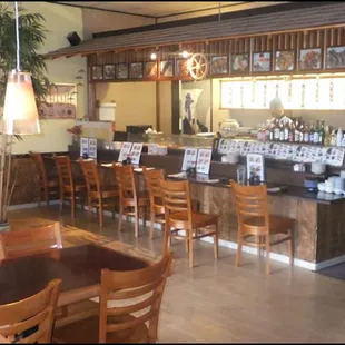 As soon as you enter the restaurant, you'll notice the bar - sushi counter - and the chef and owner of the restaurant, Don, welcoming you.