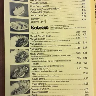 menu, sushi and sashimi