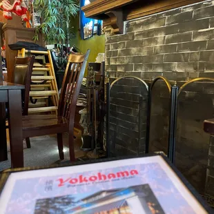 Menu and inside restaurant.