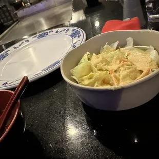 Salad comes with meal. Ginger dressing the best.