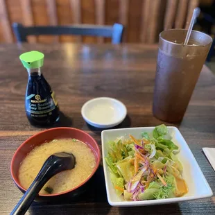 Complimentary Miso Soup and Salad