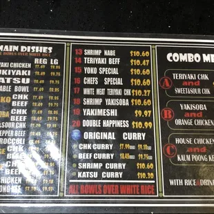 Updated menu Jan 2022