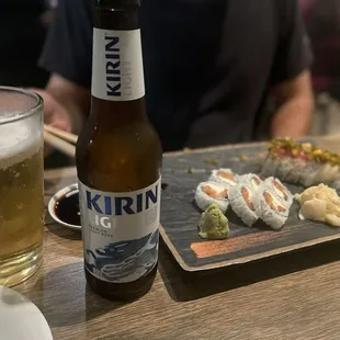 My son&apos;s favorites- Japanese bagel roll and the candy cane with a Kirin.