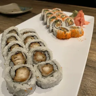Tampa roll and spicy salmon roll