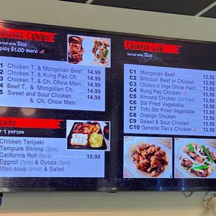 menus and prices