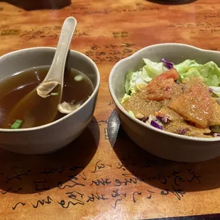 Soup and salad appetizer for hibachi