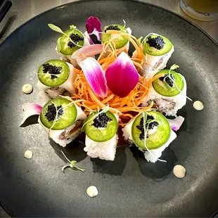 The Chef made me this work of art and I loved it. There&apos;s tuna and sea bass. Caviar, jalapeño, top it off. I really liked it there.