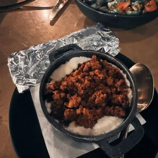 a bowl of food on a table