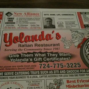 the menu