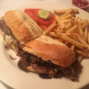 Philly cheesesteak with fries