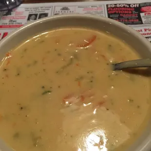 Their &quot;Creamy Italian Vegetable&quot; Soup which literally looks like Creamy Italian Salad Dressing.  Avoid getting this soup.