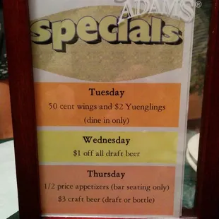 a menu for a special event