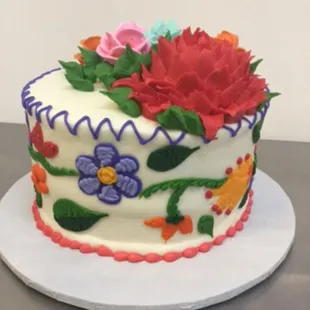a cake decorated with flowers
