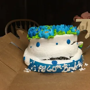 Front of birthday cake. Review posted to explain the photo