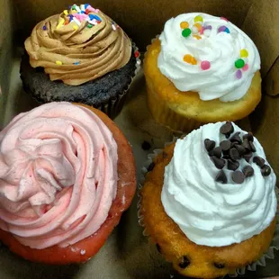 L-R clockwise Chocolate, Birthday Surprise,  Chocolate Chip &amp; Strawberry