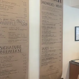 menus on the wall