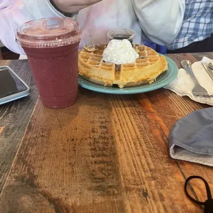 Chocolate Chip Waffle and Smoothie
