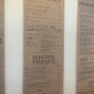 the breakfast menu