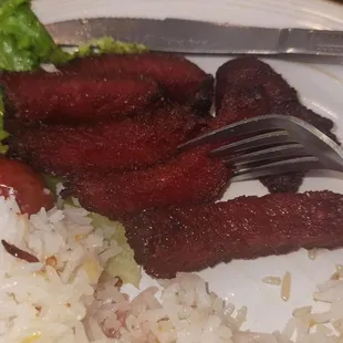 Tocino was salty and dry.