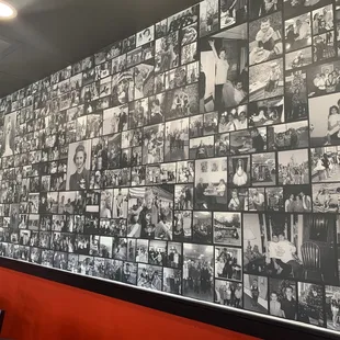 a wall full of photos
