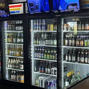 a large display of beer