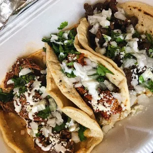 tacos de Asada and barbacoa
