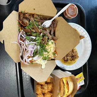 I ordered the chilaquiles with tri-tip and my boyfriend had ordered tacos and a breakfast sandwich. Overall, we loved this place!