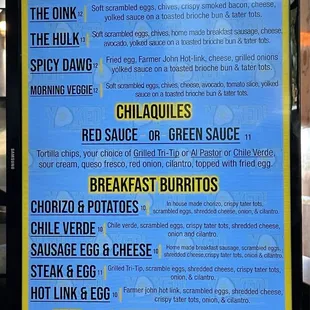 a menu for a restaurant