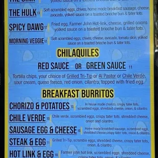 Menu of all sandwiches NOT available except Oink...