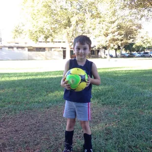Ready for soccer practice.