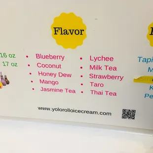 bubble drink Menu