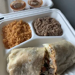 Asada burrito combo plate