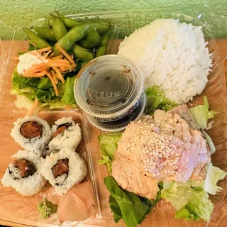 7. B. Seared Salmon Bento