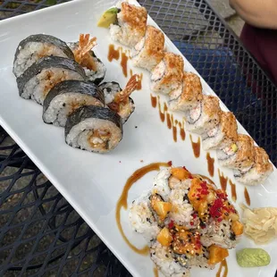 a plate of sushi on a table