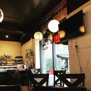 a view of the kitchen and dining area