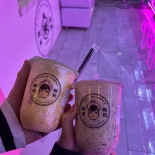 Pink Freshly Peach Fruit Yogurt Smoothie