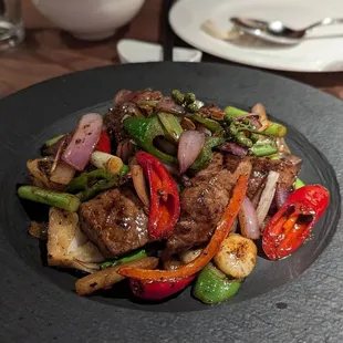 Wok fried marbled beef - a bit bland