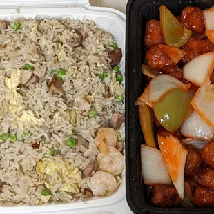 Young Chow fried rice &amp; sweet and sour pork