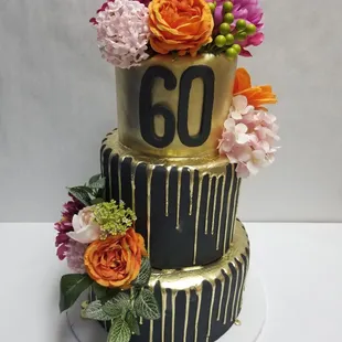 Custom 60th birthday cake